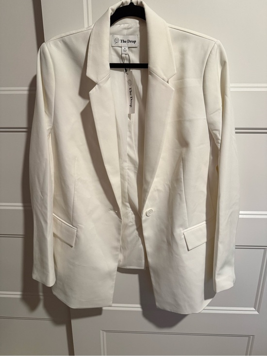 The Drop Jackets & Blazers - The Drop Women's Ivory Single-Button Blazer